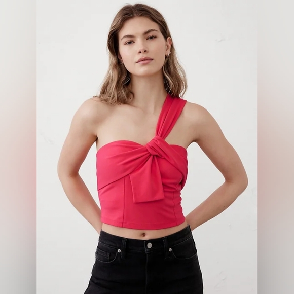 NWT - Banana Republic "Pink Crush" One-Shoulder Cropped Bustier - Size L - Picture 2 of 10
